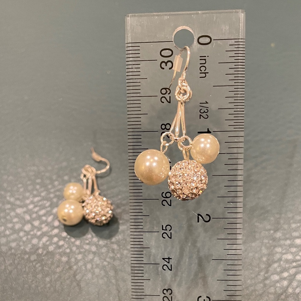 Talbot’s Glass Pearl and Crystal Earrings NWOT